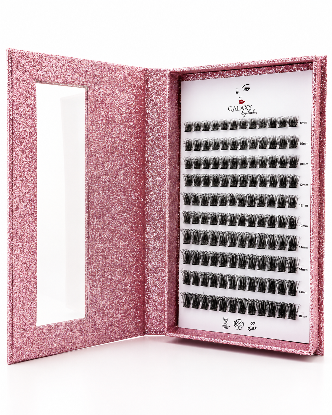 Galaxy Eyelashes DIY Lash Extension Kit – Reusable Wispy Cluster Lashes with Mirror Case